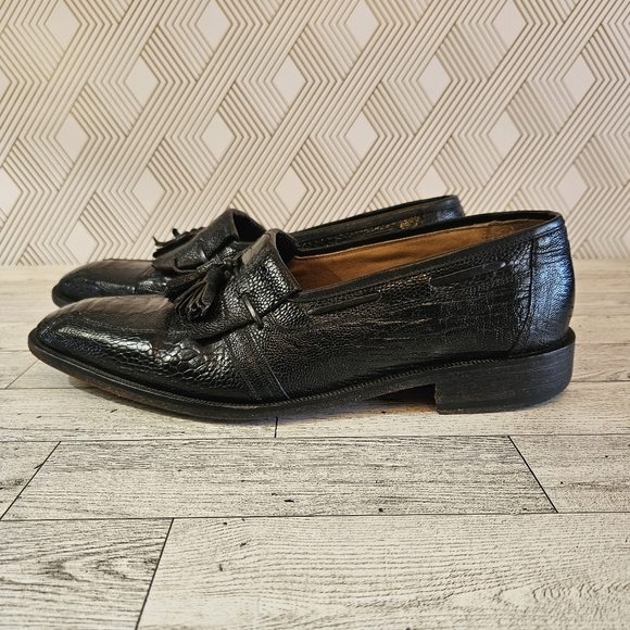 DiStefano Men's Hand Made in Italy Crocodile Tassel Loafers Black Size 8.5 - Picture 4 of 10